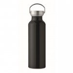 Flasche aus recyceltem Aluminium mit auslaufsicherem Verschluss und Griff, 500 ml Farbe schwarz vierte Ansicht