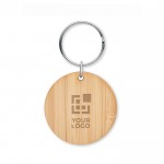 Einfacher, günstiger runder Schlüsselanhänger aus Bambus  Hauptansicht Ansicht