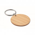 Einfacher, günstiger runder Schlüsselanhänger aus Bambus Farbe holzton