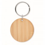 Einfacher, günstiger runder Schlüsselanhänger aus Bambus Farbe holzton zweite Ansicht