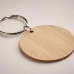 Einfacher, günstiger runder Schlüsselanhänger aus Bambus Farbe holzton drittes Detailbild