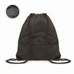 Reflektierender Sackrucksack mit dicken Seilen und Reißverschlusstasche Farbe schwarz