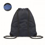 Reflektierender Sackrucksack mit dicken Seilen und Reißverschlusstasche Farbe blau