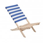 Klappbarer Strandstuhl aus Holz mit Sitzfläche mit maximalem Gewicht von 95 kg Farbe weiß/blau