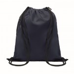 Turnbeutel mit dickem Kordelzug aus RPET-Polyester mit Reißverschlusstasche Farbe blau
