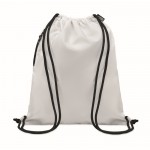 Turnbeutel mit dickem Kordelzug aus RPET-Polyester mit Reißverschlusstasche Farbe weiß