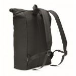 Rucksack mit Rolltop-Reißverschluss und gepolsterter Rückseite aus RPET-Polyester Farbe schwarz zweite Ansicht