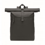 Rucksack mit Rolltop-Reißverschluss und gepolsterter Rückseite aus RPET-Polyester Farbe schwarz sechste Ansicht