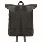 Rucksack mit Rolltop-Reißverschluss und gepolsterter Rückseite aus RPET-Polyester Farbe schwarz siebte Ansicht