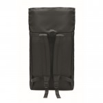 Rucksack mit Rolltop-Reißverschluss und gepolsterter Rückseite aus RPET-Polyester Farbe schwarz achte Ansicht