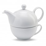 Set mit Teekanne und Tasse bedrucken Farbe weiß