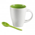 Tassen mit Logo, Löffel und rundem Aufdruck Farbe grün zweite Ansicht