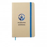 Taschennotizbücher aus Recyclingmaterial bedrucken Farbe blau Ansicht mit Logo 2
