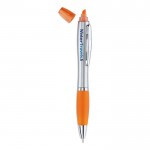 2-in-1-Kugelschreiber bunt mit Neonfarbe Farbe orange zweite Ansicht mit Logo