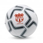 Fußball als Geschenk mit Werbung bedrucken Farbe weiß/schwarz Ansicht mit Logo 1