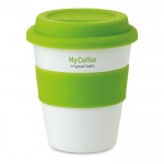 Günstige bedruckbare Tasse To Go Farbe grün Ansicht mit Logo 2