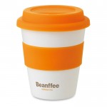 Günstige bedruckbare Tasse To Go Farbe orange Ansicht mit Logo 1
