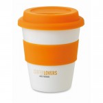 Günstige bedruckbare Tasse To Go Farbe orange Ansicht mit Logo 3