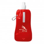 Faltbare Wasserflaschen als Werbegeschenk Farbe rot Ansicht mit Logo 1