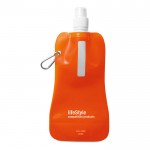 Faltbare Wasserflaschen als Werbegeschenk Farbe orange Ansicht mit Logo 1