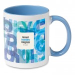 Tasse mit Foto und Griff und innen farbig Farbe blau Ansicht mit Logo 2