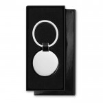 Eleganter, runder Schlüsselanhänger aus Nickel Farbe schwarz dritte Ansicht