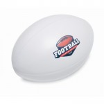 Antistress-Rugbyball für Werbung Farbe weiß zweite Ansicht mit Logo