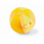 Strandball mit Logo bedrucken zum Verschenken Farbe gelb zweite Ansicht mit Logo