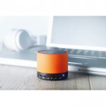 Runder bedruckter Bluetooth-Lautsprecher Farbe orange Stimmungsbild