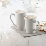 Bedruckte Kaffeetasse Farbe weiß Stimmungsbild