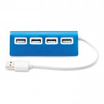 USB-Hub als Werbemittel mit 4 Ports Farbe blau zweite Ansicht