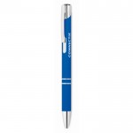Kugelschreiber mit mattem Finish bedrucken Farbe köngisblau zweite Ansicht mit Logo
