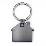 Schlüsselanhänger in Form eines Hauses als Werbeartikel Farbe köngisblau erste Ansicht