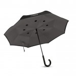 Wendbarer Regenschirm 23'‘ als Werbemittel Farbe grau Ansicht mit Logo 1