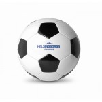 Fußball als Werbeartikel Farbe weiß/schwarz dritte Ansicht mit Logo