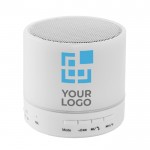 Runder Bluetooth Lautsprecher mit LED-Leuchte für Firmen Ansicht mit Druckbereich