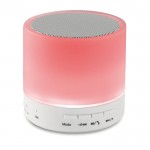Runder Bluetooth Lautsprecher mit LED-Leuchte für Firmen Farbe weiß erste Ansicht