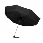 Eleganter Regenschirm faltbar mit Logo bedruckt Farbe schwarz dritte Ansicht