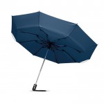 Eleganter Regenschirm faltbar mit Logo bedruckt Farbe blau dritte Ansicht
