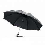 Eleganter Regenschirm faltbar mit Logo bedruckt Farbe grau zweite Ansicht mit Logo