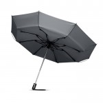 Eleganter Regenschirm faltbar mit Logo bedruckt Farbe grau dritte Ansicht