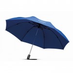 Eleganter Regenschirm faltbar mit Logo bedruckt Farbe köngisblau zweite Ansicht mit Logo