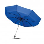 Eleganter Regenschirm faltbar mit Logo bedruckt Farbe köngisblau dritte Ansicht