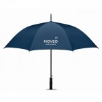 Firmenregenschirm der neuesten Generation Farbe blau dritte Ansicht mit Logo