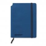 Hochwertiges Notizbuch A5 im Softcover als Werbeartikel Farbe blau Ansicht mit Logo 1