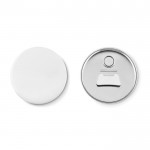 Bedruckter Button mit Flaschenöffner Ø 58 mm Farbe weiß