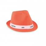Werbeartikel Hut aus Polyester Farbe orange Ansicht mit Logo 1