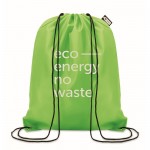 Sportbeutel aus recyceltem Kunststoff Farbe lindgrün Ansicht mit Logo 1