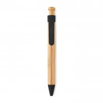Bambus-Kugelschreiber mit Druckknopf Farbe schwarz