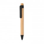 Bambus-Kugelschreiber mit Druckknopf Farbe schwarz erste Ansicht